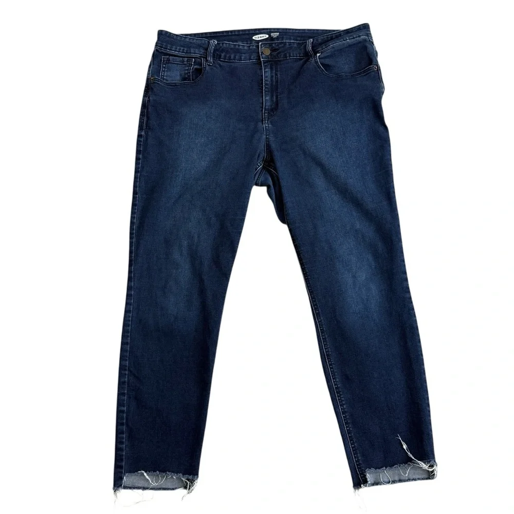 Old Navy Rockstar Super Skinny Ankle Jeans Womens Size 16 Blue Denim Frayed Hem - Picture 2 of 12